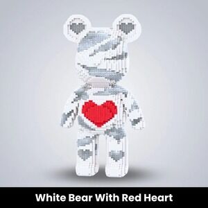 TeddyBlocks™ Giant Buildable Brick Bear (5000+ pcs) White Bear With Red‎ Heart
